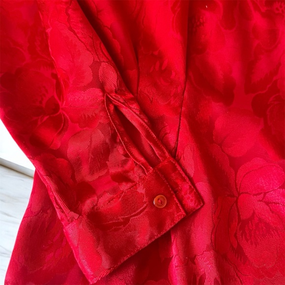 Red Floral Button-Up Blouse - Picture 2 of 3